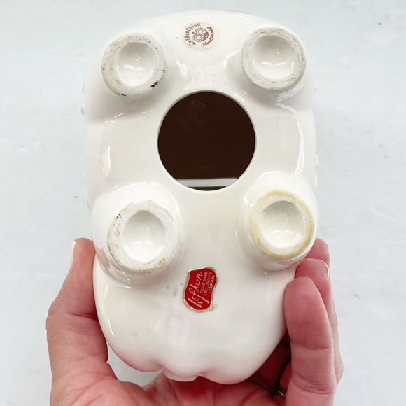 Vintage Lefton Ceramic Shamrock Piggy Bank Clovers Lucky - Picture 10 of 11